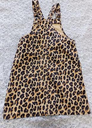 Джинсовый леопардовый сарафан 6-7 лет