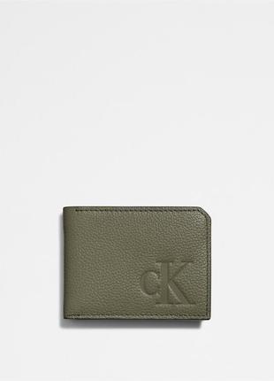 Новий гаманець шкіряний calvin klein (ck leather olive wallet) з американками