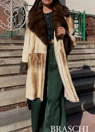 Стильное пальто шуба braschi норка с соблем баргузин dark оверсайз 48-54