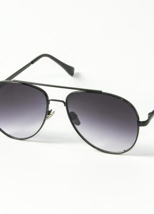 Сонцезахисні окуляри авіатори 80-666/2 чорні з чорною оправою