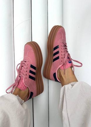 Женские кроссовки adidas gazelle bold pink blue 36-37-38-39-40-412 фото