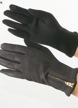 Женские трикотажно-велюровые перчатки для сенсорных телефонов - №18-1-441 фото
