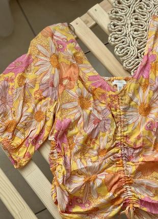 Шикарная летняя блуза с цветами, женский кроп топ h&amp;m4 фото