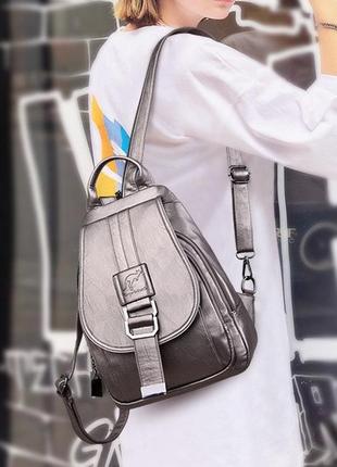 Жіночий міський рюкзак сумка з кенгуру, жіноча міні бананка рюкзак на еко шкіра плече2 фото