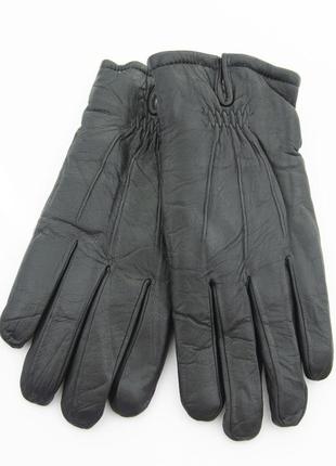 Мужские кожаные зимние перчатки из натуральной кожи на цигейке (натуральный мех) (22-m28-4)