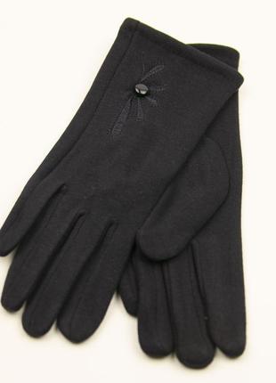 Женские трикотажные зимние перчатки с бисером на плюше (арт. 19-1-50/12) черный 6.5"3 фото