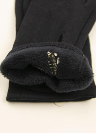 Женские трикотажные зимние перчатки с бисером на плюше (арт. 19-1-50/12) черный 6.5"4 фото