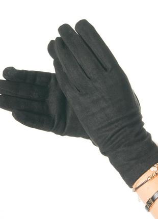Женские перчатки из искусственной замши № 19-1-1-1 черный m