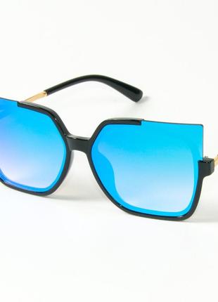 Женские солнцезащитные очки кошачий глаз зеркальные 2346/6 голубые1 фото