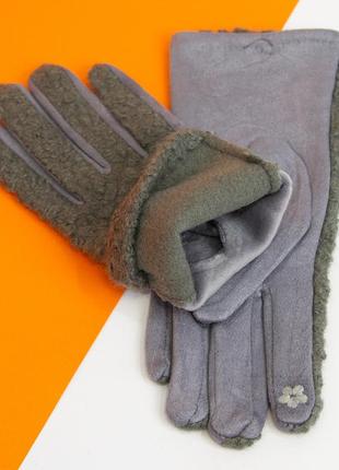 Женские перчатки для сенсорных телефонов (арт. 20-1-68) серый2 фото