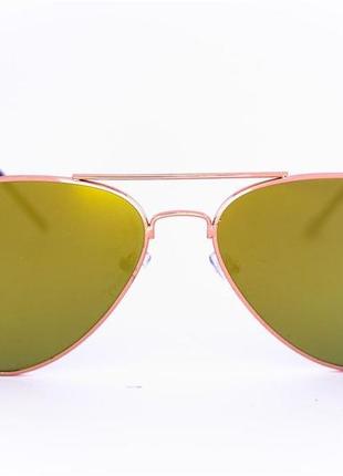 Солнцезащитные зеркальные очки унисекс авиатор золотые 2206/22 фото