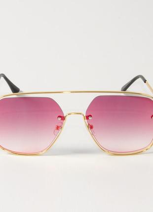 Зеркальные квадратные женские очки на лето 6249/2 темно-розовые2 фото