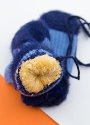 Рукавиці для малюків зимові з хутром на 1-2 роки на мотузочку з зайчиками (арт. 22-7-35) синий3 фото