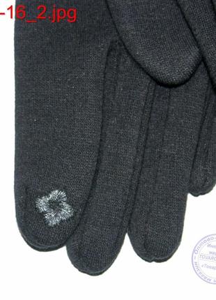 Женские трикотажные стрейчевые перчатки для сенсорных телефонов с натуральным мехом - №17-1-162 фото