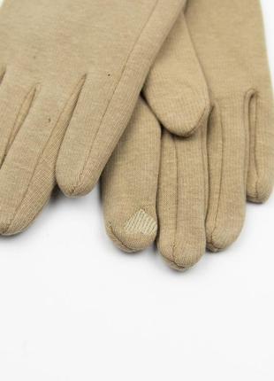 Женские трикотажные зимние перчатки с вышивкой на плюше (арт. 19-1-50/5) бежевый 6.5"3 фото