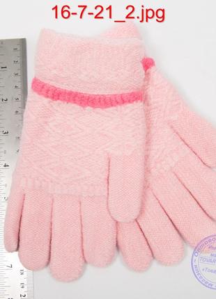 Шерстяные перчатки для девочек двойные - №16-7-212 фото