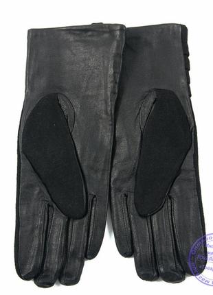 Женские кашемировые перчатки с кожаной ладошкой с плюшевой подкладкой - №f4-24 фото