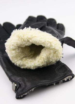 Мужские кожаные зимние перчатки с овчиной (арт. m24-1)4 фото