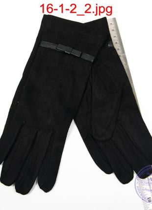 Женские велюровые перчатки с плюшевым утеплителем - №16-1-2