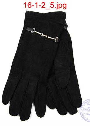 Женские велюровые перчатки с плюшевым утеплителем - №16-1-2