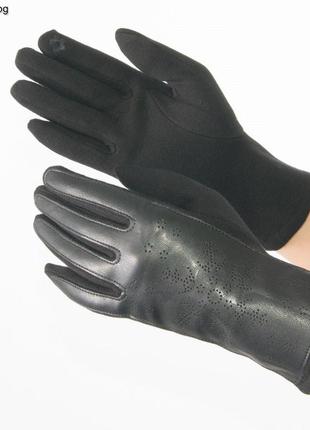 Женские трикотажные стрейчевые перчатки для сенсорных телефонов - №18-1-13 узор 22 фото