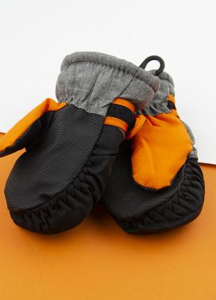 Варежки болоневые на 2 - 3  года лыжные для мальчиков на липучке с крокодилами (арт. 22-12-50)  черный3 фото