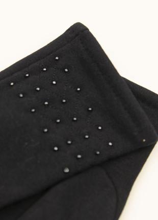 Женские трикотажные зимние перчатки с бисером на плюше (арт. 19-1-50/11) чорный 6.5"2 фото