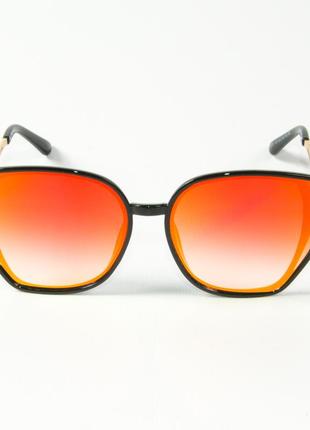 Женские солнцезащитные очки кошачий глаз, зеркальные 2311/1 оранжевые2 фото