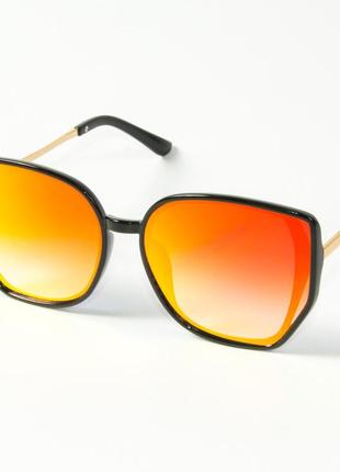 Женские солнцезащитные очки кошачий глаз, зеркальные 2311/1 оранжевые1 фото
