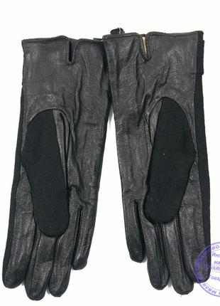 Женские кашемировые перчатки с кожаной ладошкой с плюшевой подкладкой - №f4-54 фото