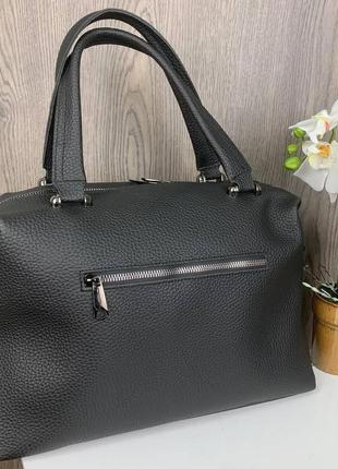 Женская сумка большая вместительная эко кожа черная5 фото