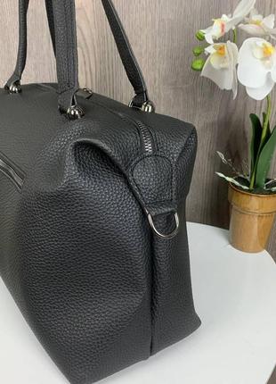 Женская сумка большая вместительная эко кожа черная2 фото