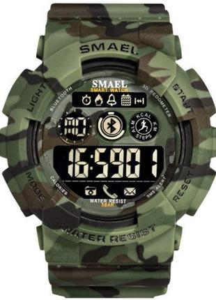 Оригінальні чоловічі спортивні годинники smael 8013 bluetooth smart watch, наручні спортивні годинники камуфляжні4 фото