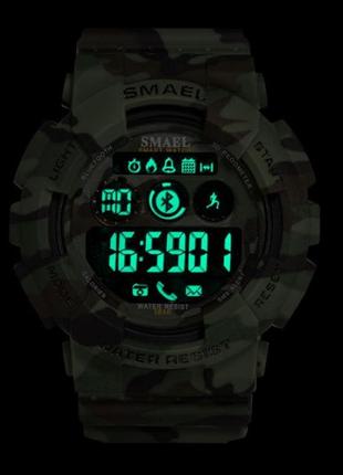 Оригінальні чоловічі спортивні годинники smael 8013 bluetooth smart watch, наручні спортивні годинники камуфляжні2 фото