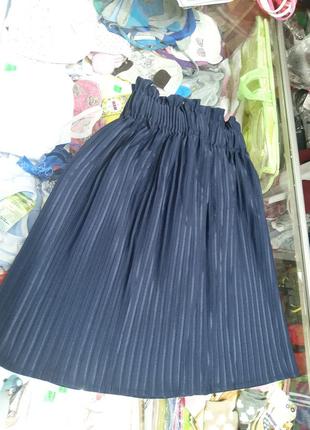 Синяя юбка плиссе для девочки школа р.122 - 1524 фото