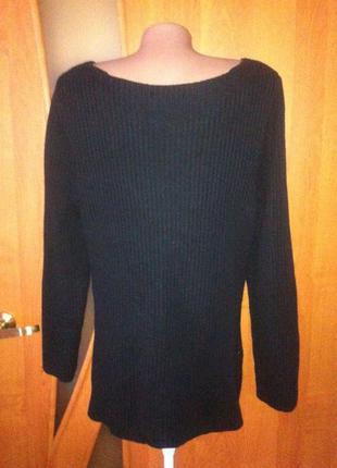 Стильный черный свитер (джемпер) с молниями по бокам5 фото