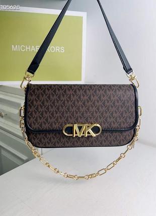 Сумка mk parker michael kors чорна коричнева біла сумочка-багет6 фото