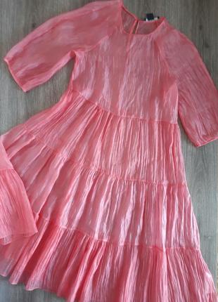 Платье миди розовое,44