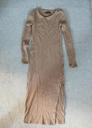 Платье длинное с разрезом платья макси рубчик платье миди2 фото