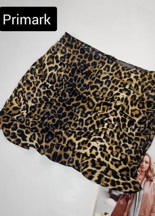 Юбка женская мини в леопардовый животный принт с драпировкой от бренда primark 8/121 фото