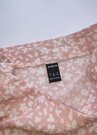 Летняя юбка shein в цветочек, разрез спереди4 фото