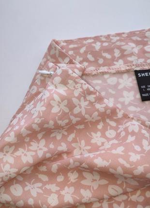 Летняя юбка shein в цветочек, разрез спереди5 фото