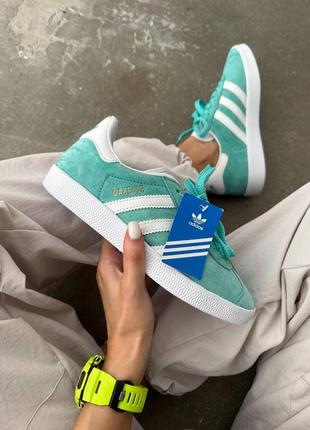 Женские кроссовки adidas gazelle mint white 36