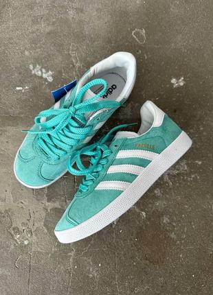 Женские кроссовки adidas gazelle mint white 36-37-387 фото