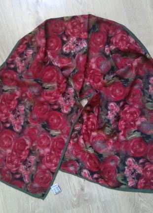Роскошный шелковый шарф fox&chave с акварельными розами/100% шелк5 фото