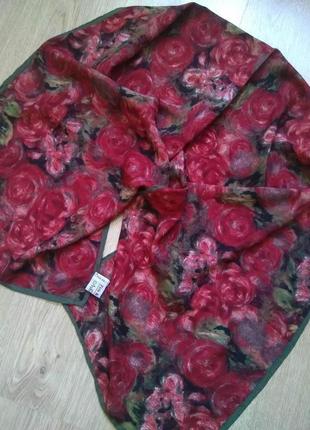 Роскошный шелковый шарф fox&chave с акварельными розами/100% шелк2 фото
