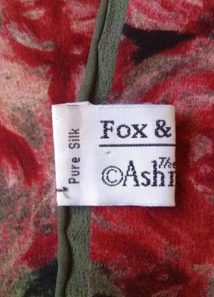 Роскошный шелковый шарф fox&chave с акварельными розами/100% шелк8 фото