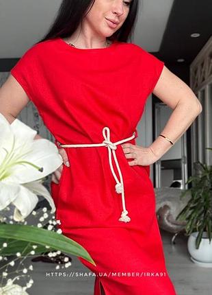 Сукня 100% льон, червоний колір