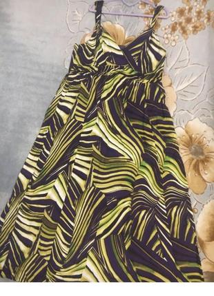 Свободное макси платье сарафан отрезное под грудью  принт10 фото