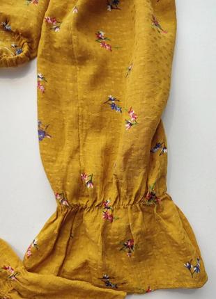 Блуза кроп топ летний в цветочек рукав воланы завязка5 фото